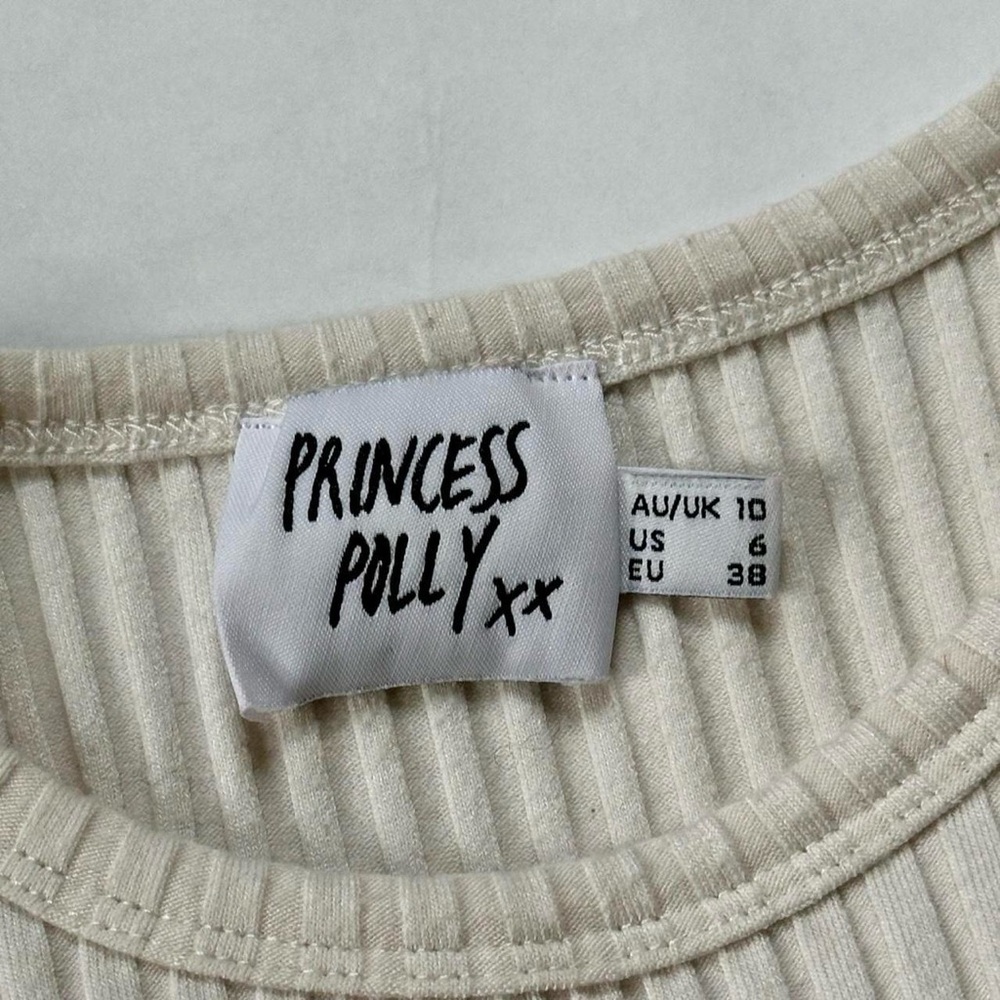 Princess Polly Beige Ribbed Tank Top - Picture 2 of 5